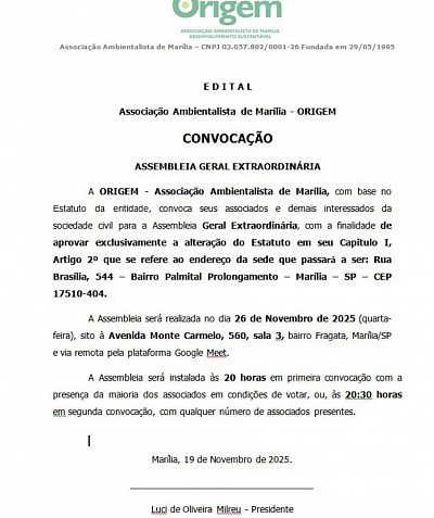 Assembleia extraordinária 26.11.25